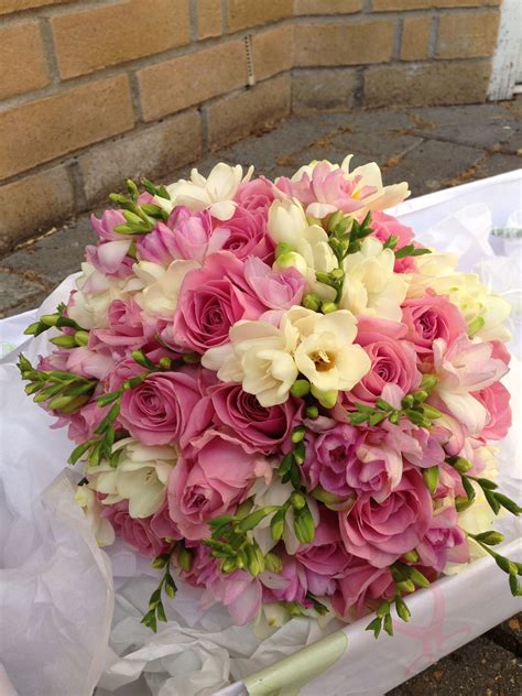 Freesia Wedding Bouquets Cascading Wedding Bouquet Of Purple Flowers