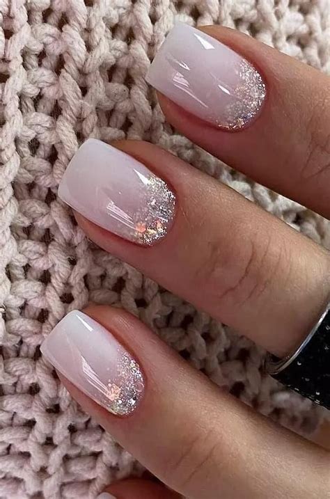 Pink Glitter Reverse French Fade In 2022 Bride Nails Faded Nails