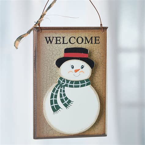 Snowman Welcome Plaque Sign Wall Art Christmas And Winter