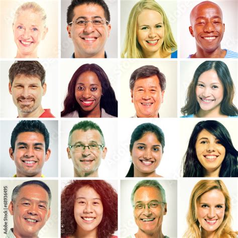 Multi Ethnic Faces Portrait In A Row Buy This Stock Photo And Explore