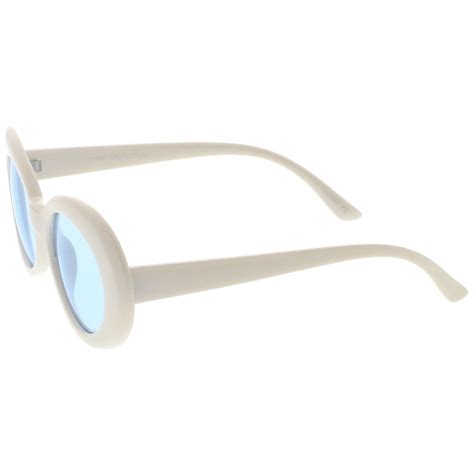 retro white oval sunglasses with tapered arms colored round lens 51mm sunglass la