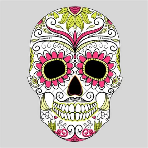 Day Of The Dead Colorful Skull With Floral Ornament Stock Vector Image