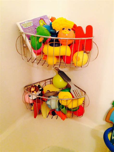 Diy Shower Racks And Bath Toys Storage Homemydesign