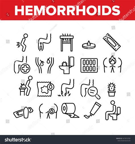 Hemorrhoids Disease Collection Icons Set Vector Stock Vector Royalty Free