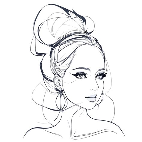 Premium Vector A Sketch Of A Woman With A Hairdo And A Big Bang On
