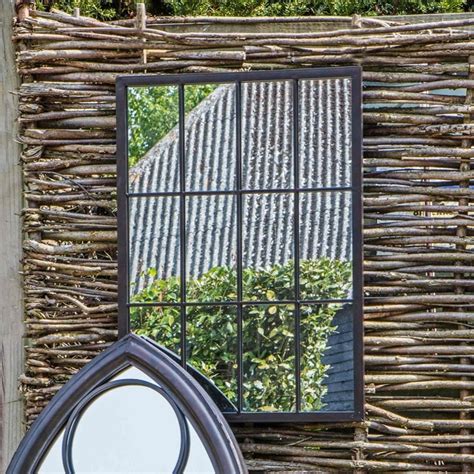 Black Metal 12 Section Outdoor Mirror Garden Furniture Mirrors