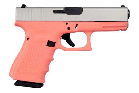 Glock 19 Gen4 9mm Pistol With Cerakote Coral Frame And Shimmering