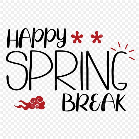 happy spring break clipart hd png svg cartoon black hand drawn floating cloud illustration