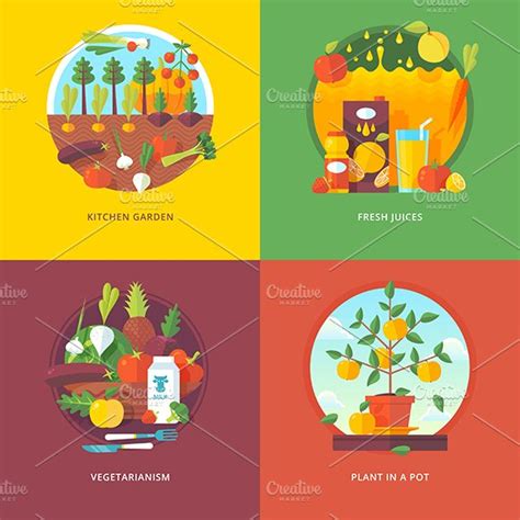 Set Of Fruit And Vegetables Concepts Creative Daddy