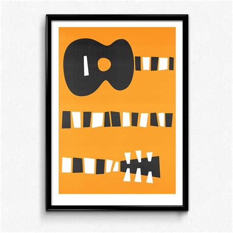 Guitar Art Mid Century Modern Wall Print T For Dad Music Etsy