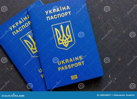 Two Ukrainian Passports Ukrainian Biometric International Passport Stock Image Image Of