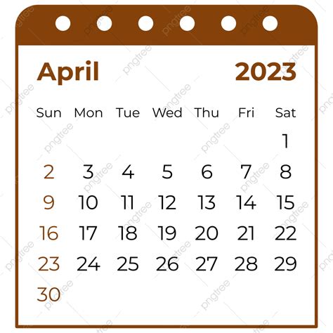 Calendar April 2023 Vector Hd Png Images 2023 April Calendar Calendar