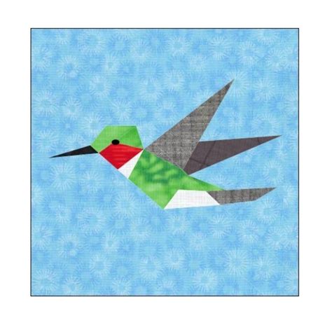 Hummingbird Quilt Block Paper Pieced Pattern Etsy Paper Piecing