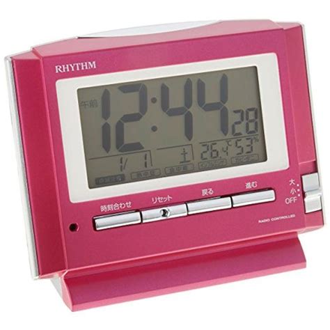 リズムrhythm 目覚まし時計 電波 デジタル フィットウェーブd164 温度 湿度 環境目安表示 ピンク Rhythm 8rz164