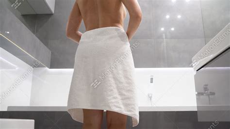 Woman Entering The Shower And Dropping Her Towel Stock Video Footage