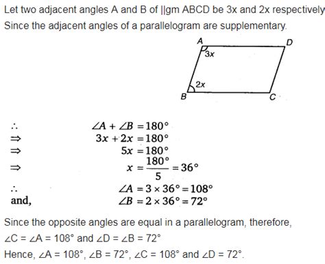 The Measures Of Two Adjacent Angles Of A Parallelogram Are In The Ratio
