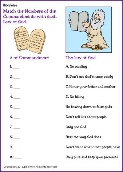 Ten Commandments Worksheets For 2nd Grade