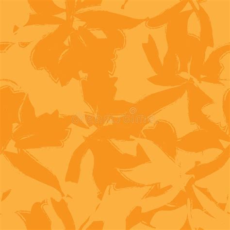 Orange Floral Brush Strokes Seamless Pattern Background Stock Vector