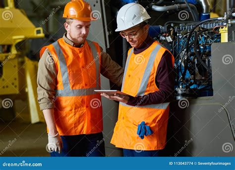 Modern Factory Workers At Plant Stock Photo Image Of Manufactory