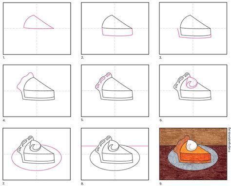 Easy How To Draw Pumpkin Pie Tutorial And Pumpkin Pie Coloring Page