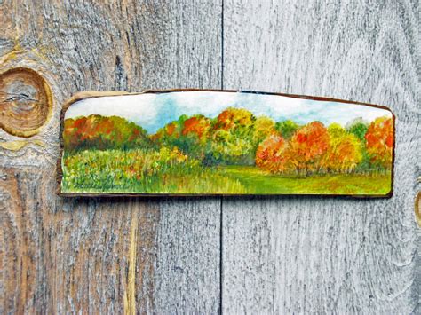 Autumn Hills Watercolor Landscape On Reclaimed Wood Original Nature Art