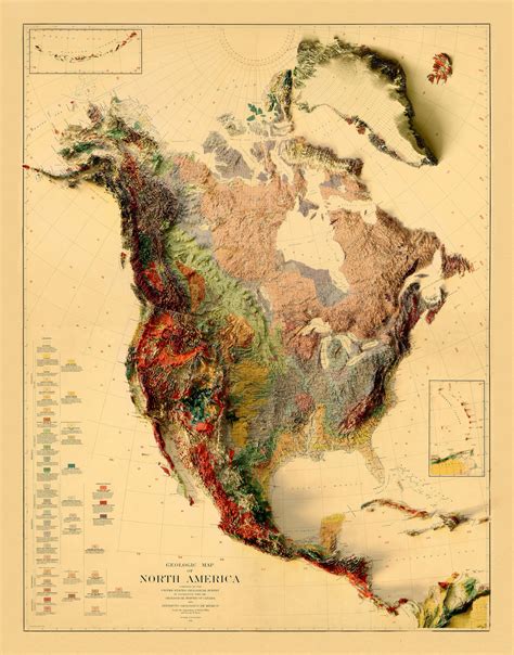 North America Map North America Relief Map North America Etsy