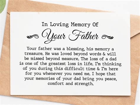 Loss Of Father Sympathy Card In Loving Memory Of Your Father