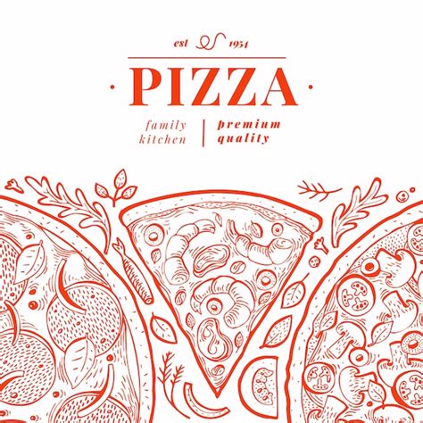Premium Vector Italian Pizza Banner Template Hand Drawn Vintage