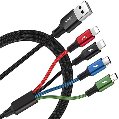 Multi Charging Cable Minlu 2pack 6ft 4 In 1 Nylon Braided Multi Fast