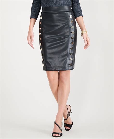 inc international concepts i n c faux leather button pencil skirt created for macy s macy s