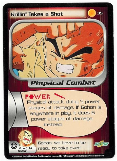 Thus, it's no big surprise that the captivating characters that populate the dragon ball z world and the riveting storylines. -=Chameleon's Den=- Dragon Ball Z CCG Game Card: Krillin Takes a Shot