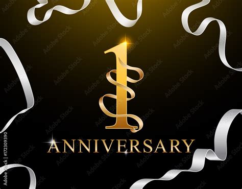 1 Year Anniversary Celebration Logotype Template 1st Logo With Ribbons