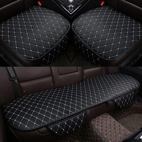 3pcs Pu Leather Car Front And Rear Seat Cover Cushion Protector Non Slip