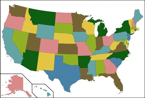 Printable Color Map Of The United States