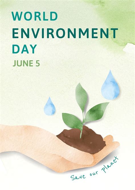 Editable Environment Poster Template Psd With World Environment Day Text In Watercolor Premium
