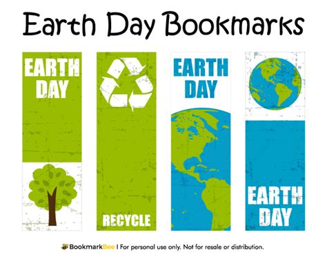 Printable Earth Day Bookmarks Free Printable Bookmarks Earth Day