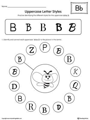 Alphabet c sound handwriting worksheets for kids including consonent sounds, short vowel sounds and long vowel sounds for preschool and kindergarden Uppercase Letter B Styles Worksheet | Letter b, Letter b ...