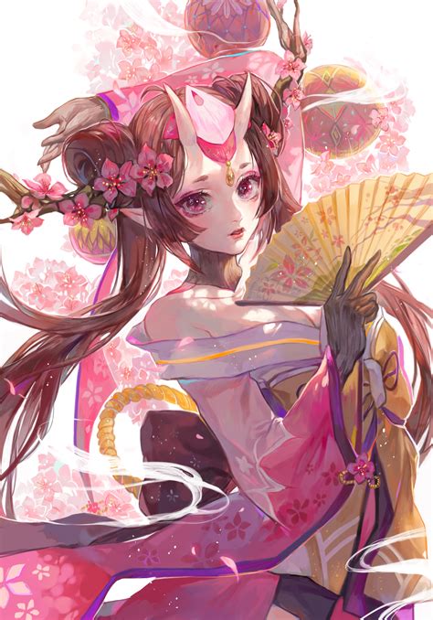 Anime insane evil kat manga higurashi base animated gifs photobucket. women, demon girls, brunette, long hair, pink eyes, pointed ears, looking at viewer, original ...