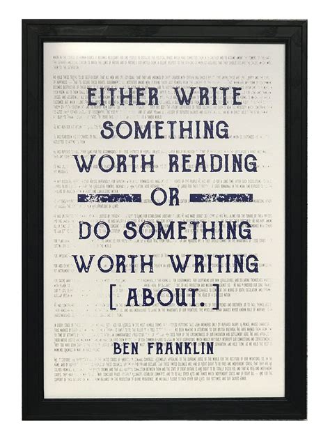 Ben Franklin Art Poster Write Something Or Do Something Motivational Blue 13x19 Pretty