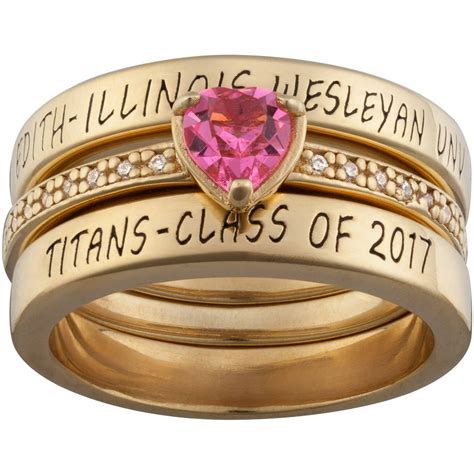 Freestyle Class Rings Personalized Womens 18kt Gold Plated Sterling