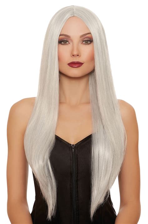 Extra Long Straight Wig Greywhite