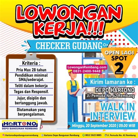 0 ratings0% found this document useful (0 votes). Lowongan Kerja Checker Gudang Hartono Depo Toko Bangunan Rembang