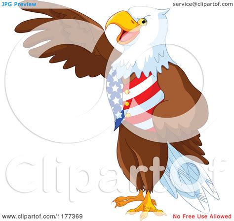 Cartoon Of A Patriotic American Bald Eagle Presenting And