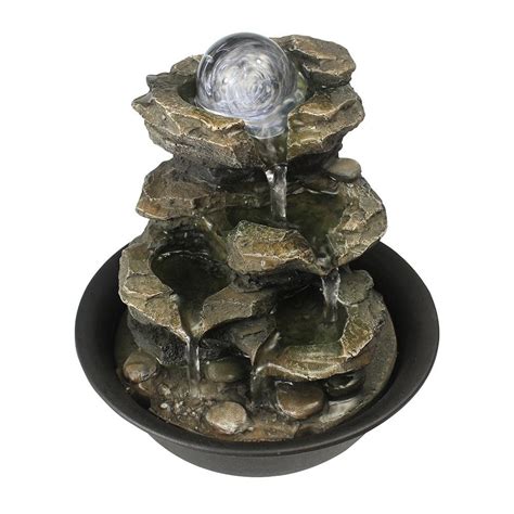Watnature 83 In Resin Cascading Tabletop Fountain With Spinning Orb