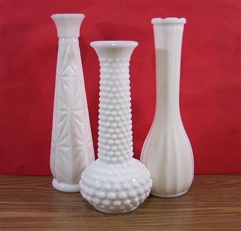 Three Milk Glass Bud Vases One Eo Brody One C L G Co One