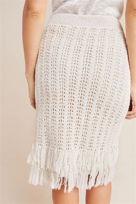 Anthropologie Fringed Crochet Skirt