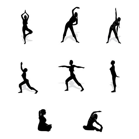 Siluetas De Mujeres En Varias Posturas De Yoga PNG Dibujos Clipart De