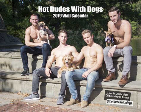 Hot Dudes With Dogs 2019 Wall Calendar