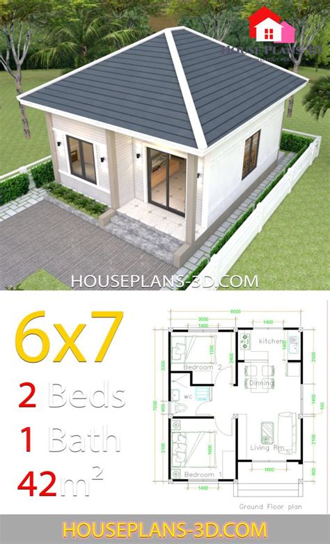 The more complex the roof structure, the more the cost involved in creating structurally sound designs. Simple House Plans 6x7 with 2 bedrooms Hip Roof - House ...