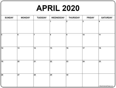April 2020 Calendar 2020 Calendar Templates And April 2020 Calendar